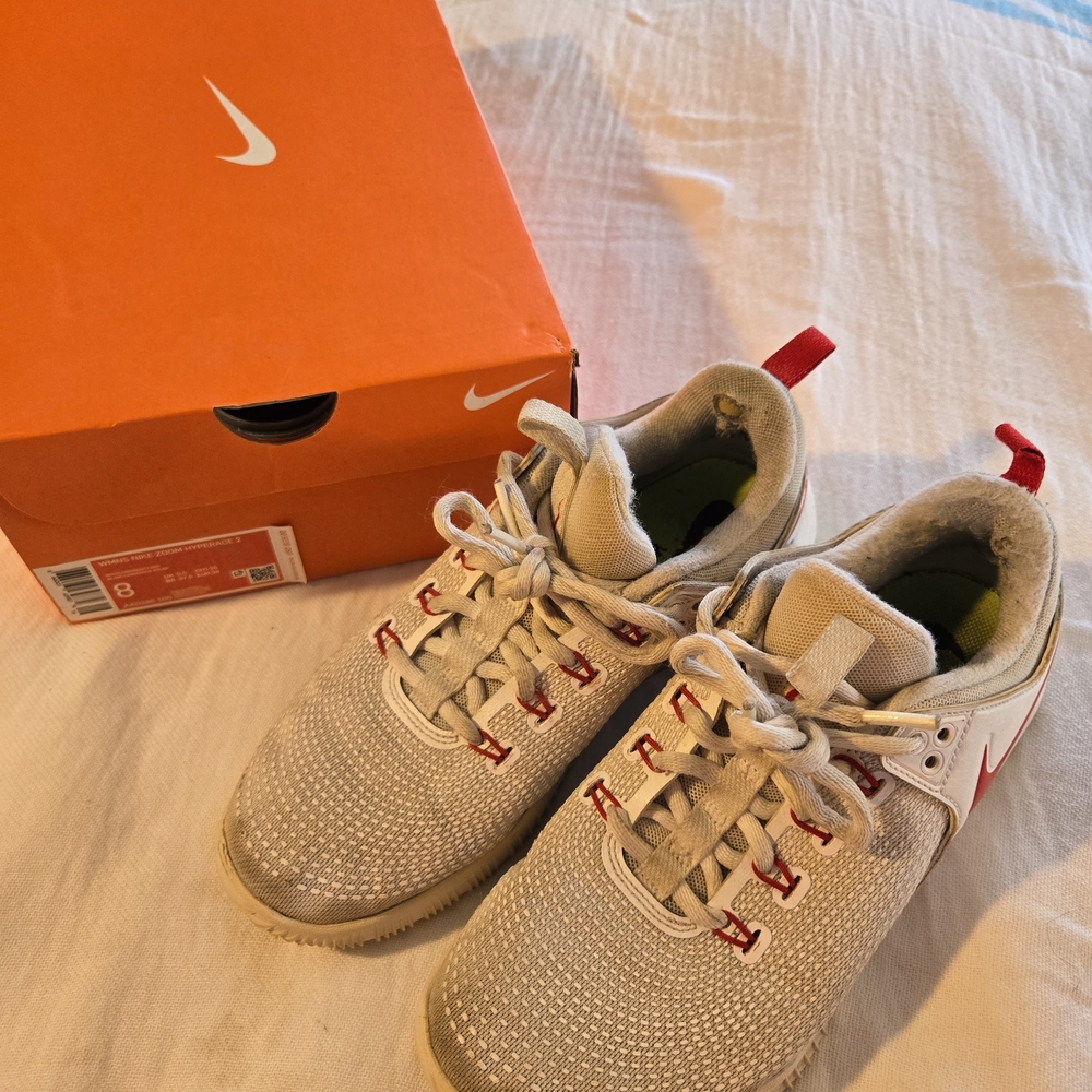 Nike Kids White and Red Sneakers‎